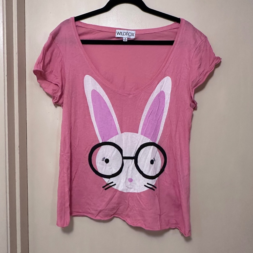 Wildfox Bunny Rabbit Wearing Glasses Tee Shirt